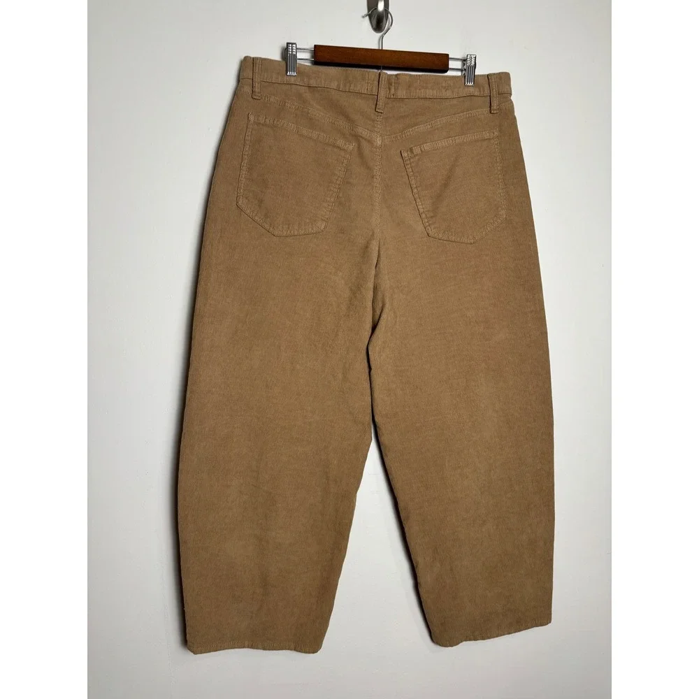 Universal Thread Womens High Rise Easy Barrel Corduroy Pants 14 Crop Earthy Tan - Picture 2 of 9